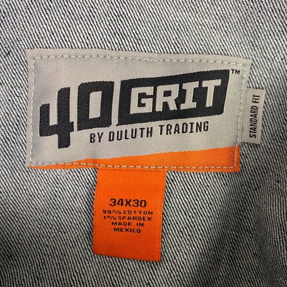 40 Grit by Duluth Trading Jeans Men's 34 x 30 Fits 35 x 31 Standard Fit Blue co - Picture 9 of 16